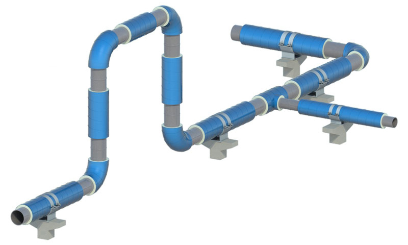 Трубы и фасонные изделия ППУ-ОЦ (Система трубопроводов в ППУ-ОЦ изоляции)